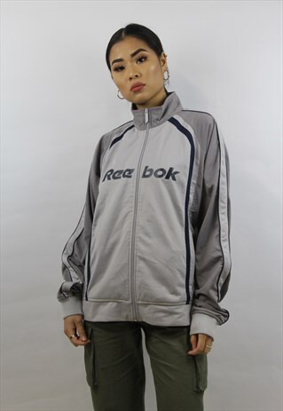 VINTAGE 90'S REEBOK GREY ZIP-UP SPORTS JACKET