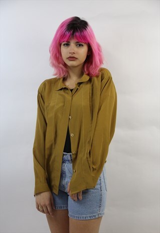 VINTAGE 90'S GOLD-BUTTONED PLEATED BLOUSE