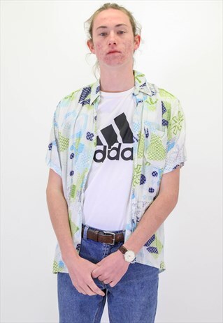 VINTAGE CRAZY ABSTRACT FESTIVAL PATTERN FESTIVAL SHIRT L