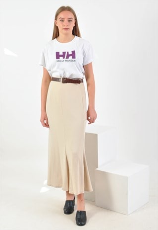 VINTAGE 90S HIGH WAISTED MAXI SKIRT IN BEIGE