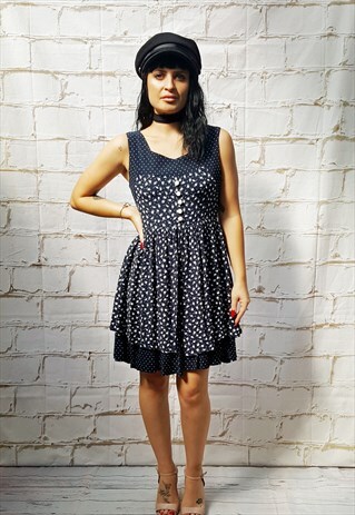 VINTAGE NAVY PRINT DRESS