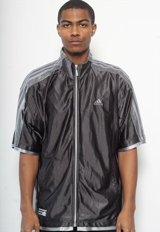 VINTAGE ADIDAS SHORT SLEEVE TRACK JACKET BLACK