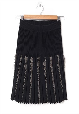 DOLCE & GABBANA Skirt Pleated Midi A-Line Black