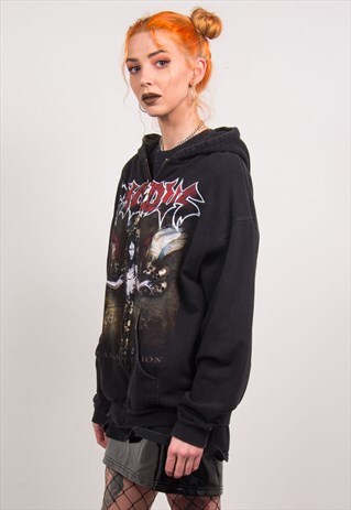 VINTAGE 90'S BLACK EXODUS BAND HOODIE SWEATSHIRT