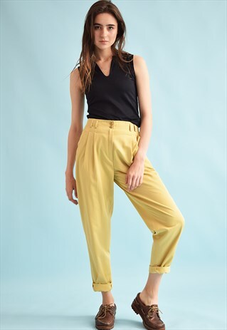 80'S RETRO HIGH WAIST MOMS TAPERED TROUSERS