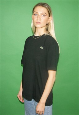 Vintage Y2K Lacoste Black Embroidered T-Shirt / Top Medium