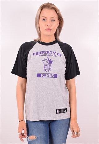 ADIDAS WOMENS VINTAGE KINGS T-SHIRT TOP LARGE GREY 90S