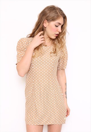 VINTAGE 90S BROWN POLKADOT MINI DRESS