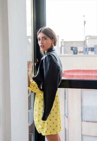 YELLOW PRINTED MINI DRESS