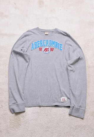 VINTAGE 90S ABERCROMBIE & FITCH GREY EMBROIDERED TOP