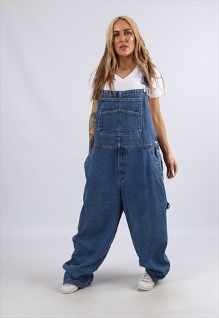 VINTAGE FADED GLORY DENIM DUNGAREES UK 18 20 2XL 3XL (FA1F)