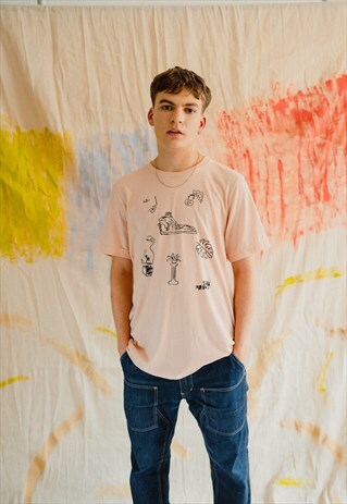 PEACH PEDESTAL FLASH PRINT TEE