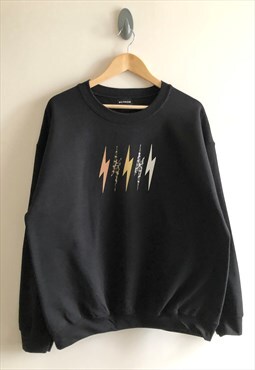 Metallic mix lightning bolt sweatshirt- Black unisex