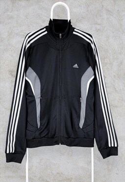 Vintage Adidas Track Top Jacket Black Striped Mens Large