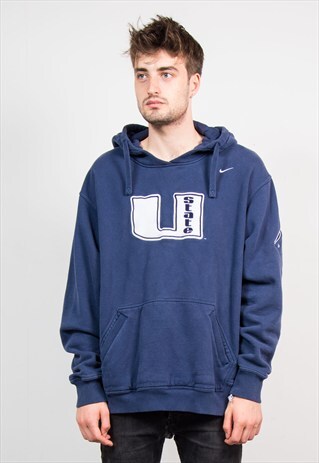 90'S VINTAGE BLUE NIKE UTAH STATE HOODIE SWEATSHIRT