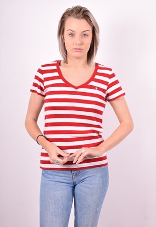 RALPH LAUREN WOMENS VINTAGE T-SHIRT TOP LARGE RED 90'S