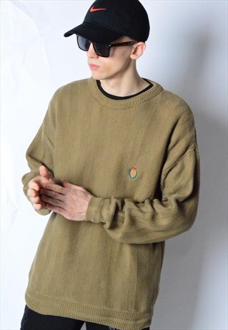 VINTAGE 90S KHAKI CHAPS EMBROIDERED RALPH LAUREN JUMPER