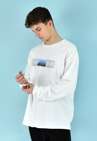 G&G UNISEX WHITE SUNSET L/S CUFFED TEE