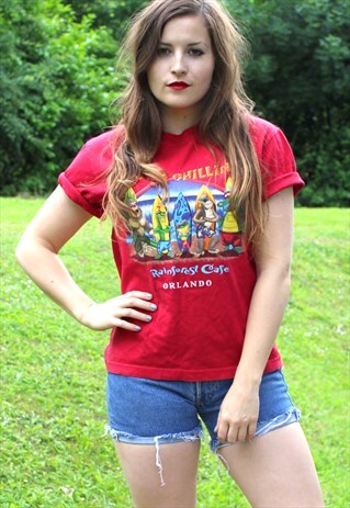 VINTAGE RAINFOREST CAFE USA ORLANDO T-SHIRT - SMALL - RETRO