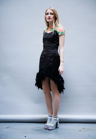 BLACK FEATHER COCKTAIL DRESS