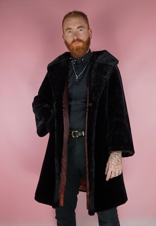 VINTAGE FAUX FUR BROWN COAT