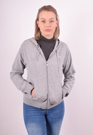 NIKE WOMENS VINTAGE HOODIE JACKET MEDIUM GREY 90S