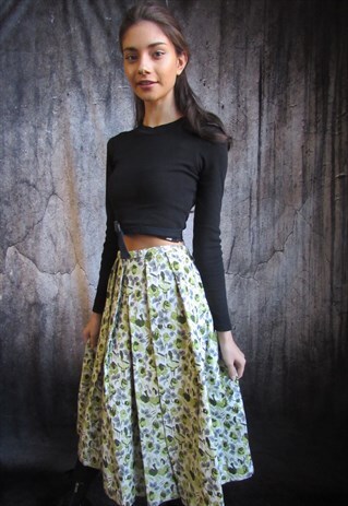VINTAGE RARE 1950S FRENCH FLORAL SKIRT