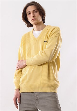 VINTAGE LACOSTE SWEATER 90S YELLOW KNIT KNITTED
