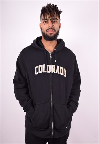 NIKE MENS VINTAGE HOODIE JACKET XXL BLACK 90'S