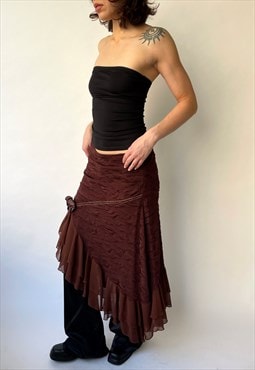 Vintage Asymmetric Brown Skirt