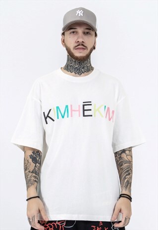 KALODIS VINTAGE COLOR LETTER PRINT LOOSE T-SHIRT