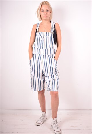 LEVI'S WOMENS VINTAGE DENIM DUNGAREE MEDIUM WHITE STRIPES 90