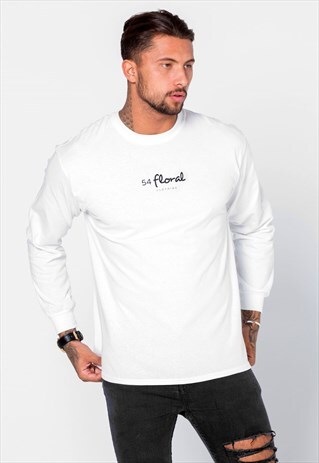 CENTRE LOGO LONG SLEEVED T-SHIRT - WHITE