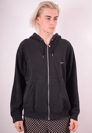 NIKE MENS VINTAGE HOODIE JACKET LARGE BLACK 90S