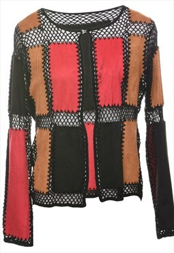 Vintage Multi-Colour Crochet Design Patchwork Jacket - M