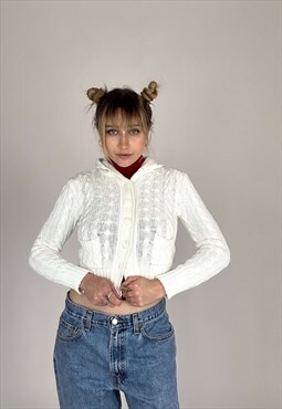 Vintage 2000s Style Blokette Hooded Knitted Jacket