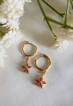 Starfish Huggie Hoop Earrings