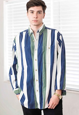 VINTAGE BASIC EDITION REGATTA STRIPED SHIRT LOGO 90S X 12.0