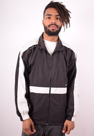 NIKE MENS VINTAGE TRACKSUIT TOP JACKET MEDIUM BLACK 90S