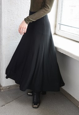 Vintage Black Stretchy Midi Skirt