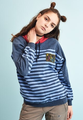 90'S RETRO ATHLEISURE STRIPED SWEATSHIRT JUMPER HOODIE