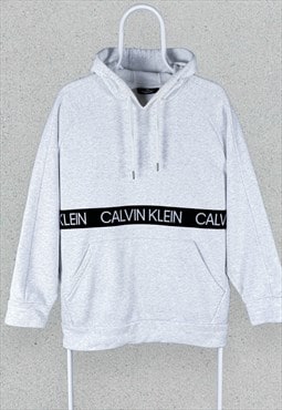 Calvin Klein Light Grey Hoodie Pullover Oversized Womens XS