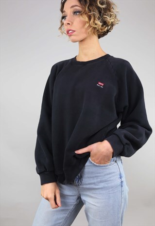VINTAGE RETRO OVERSIZED LEVI'S BLACK SWEATER SWEATSHIRT