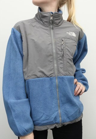 THE NORTH FACE - BLUE DENALI EMBROIDERED FLEECE JACKET - MED