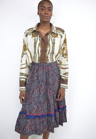 VINTAGE 90S SKIRT PURPLE PRINT SKIRT