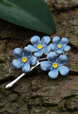 Forget Me Not Blue Flower Brooch