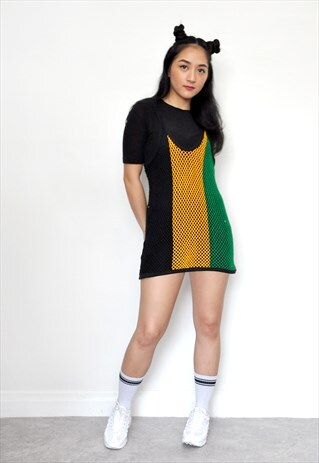 JAMAICA FESTIVAL MESH FISHNET STRING VEST TOP DRESS
