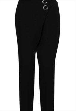 Tapered Eyelet Wrap Trousers In Black