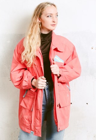 VINTAGE 80S CORAL PINK PARKA JACKET