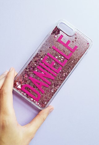PINK GLITTER SPARKLE PERSONALISED CLEAR IPHONE CASE